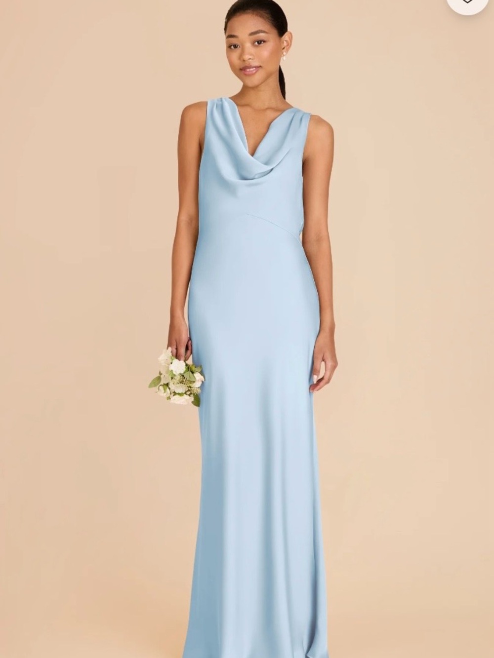 Birdy Grey Bonnie Sky Blue Matte Satin Cowl Neck Bridesmaid Dress